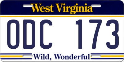 WV license plate ODC173