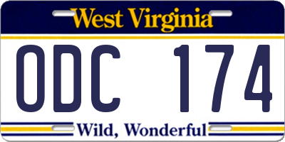 WV license plate ODC174
