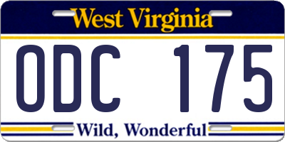 WV license plate ODC175