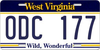 WV license plate ODC177