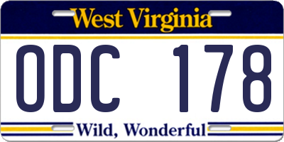 WV license plate ODC178