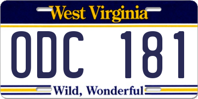 WV license plate ODC181