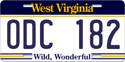 WV license plate ODC182