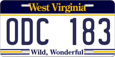 WV license plate ODC183