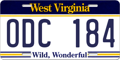 WV license plate ODC184