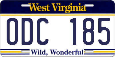 WV license plate ODC185