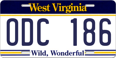 WV license plate ODC186