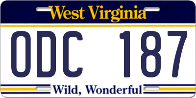 WV license plate ODC187