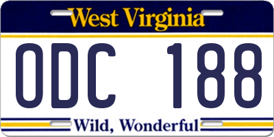 WV license plate ODC188