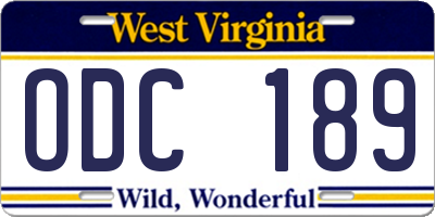 WV license plate ODC189