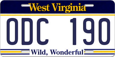 WV license plate ODC190