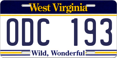 WV license plate ODC193