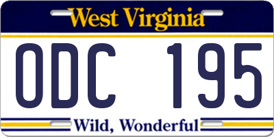 WV license plate ODC195