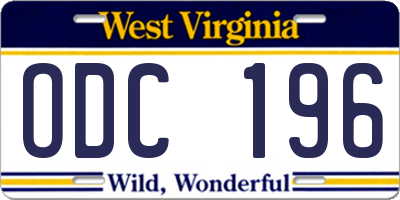 WV license plate ODC196