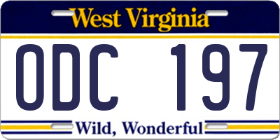 WV license plate ODC197