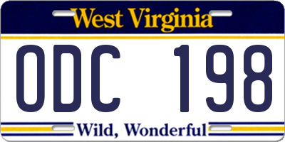 WV license plate ODC198