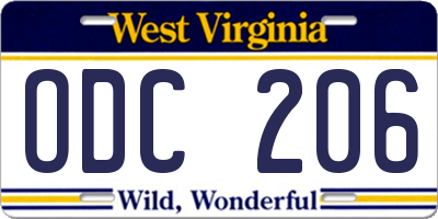 WV license plate ODC206
