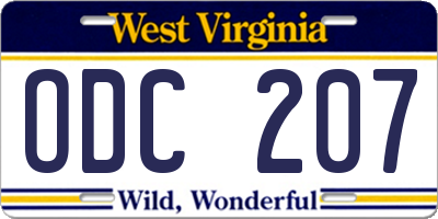 WV license plate ODC207
