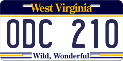 WV license plate ODC210