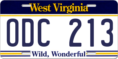 WV license plate ODC213