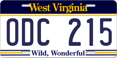 WV license plate ODC215