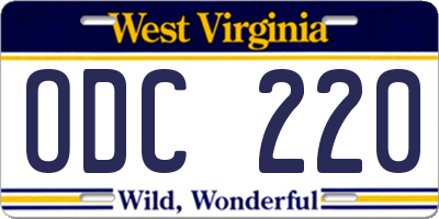 WV license plate ODC220