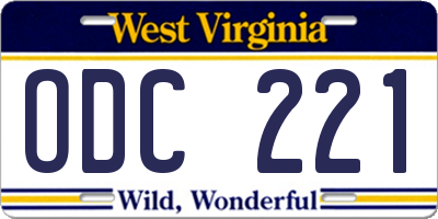 WV license plate ODC221