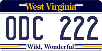 WV license plate ODC222