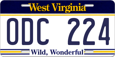 WV license plate ODC224