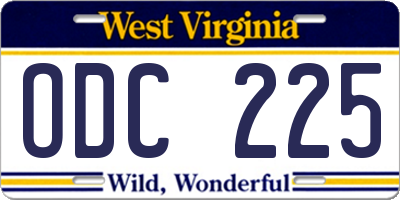 WV license plate ODC225