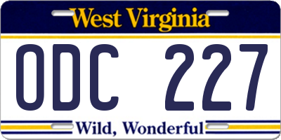 WV license plate ODC227