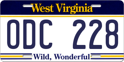WV license plate ODC228