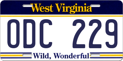 WV license plate ODC229