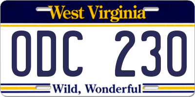 WV license plate ODC230