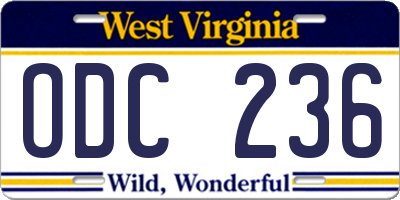 WV license plate ODC236