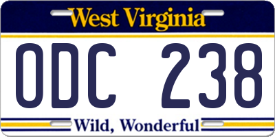 WV license plate ODC238