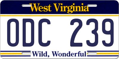 WV license plate ODC239