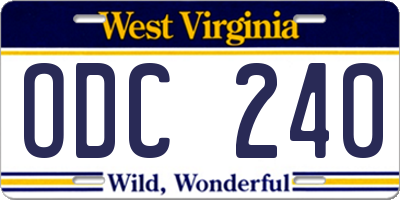 WV license plate ODC240