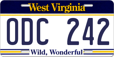 WV license plate ODC242