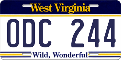 WV license plate ODC244