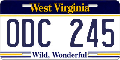 WV license plate ODC245