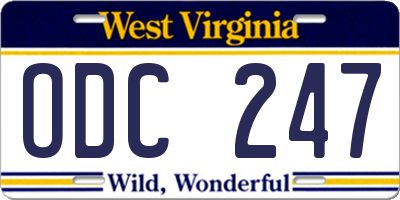 WV license plate ODC247