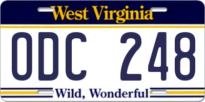 WV license plate ODC248