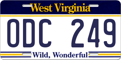 WV license plate ODC249