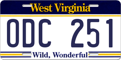 WV license plate ODC251