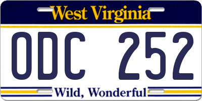WV license plate ODC252