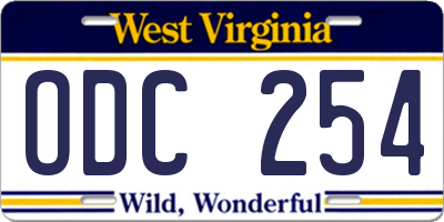WV license plate ODC254