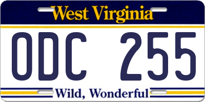 WV license plate ODC255
