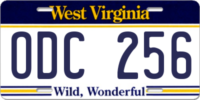 WV license plate ODC256