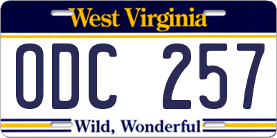 WV license plate ODC257